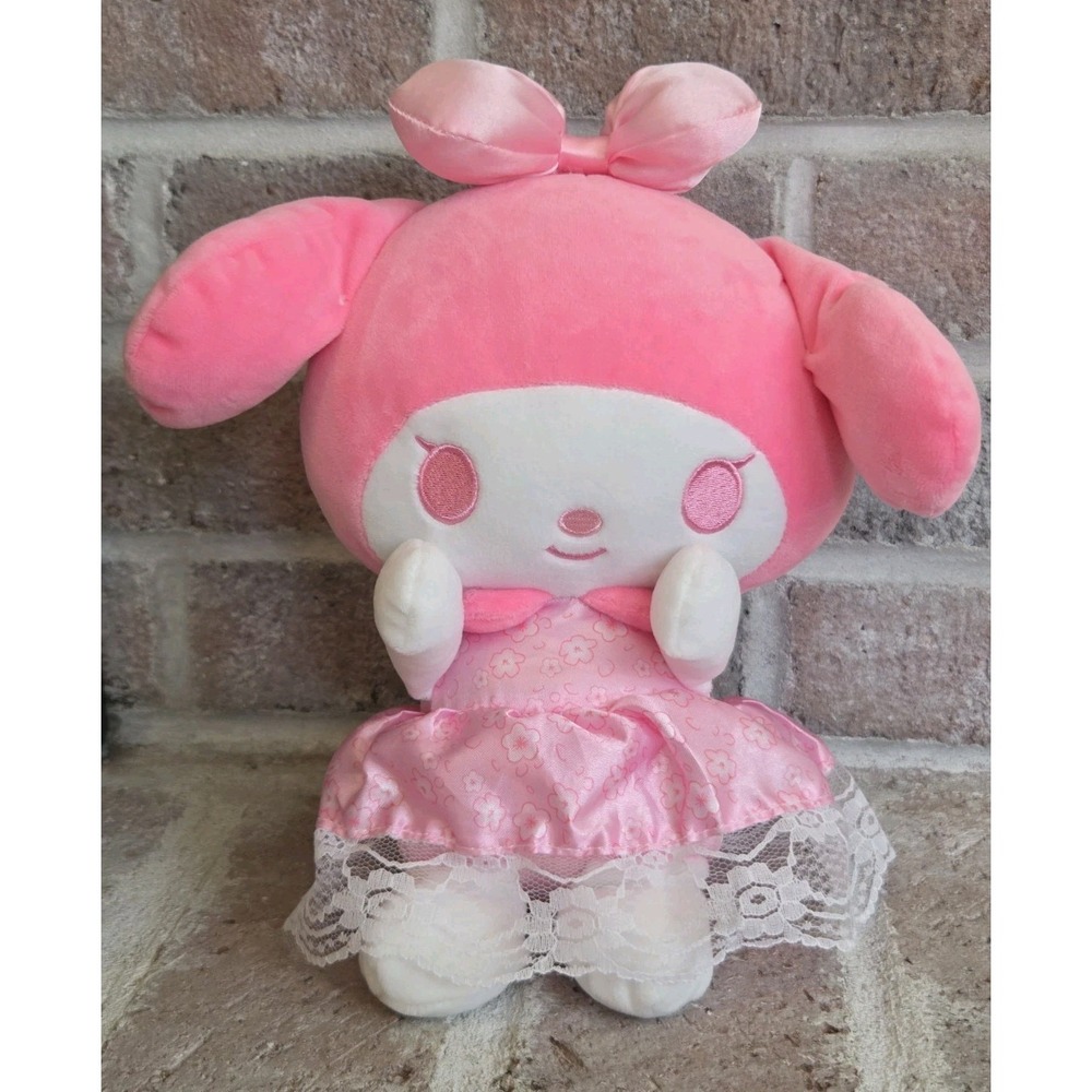 Sanrio My Melody Bunny Plush 8" Pink White Dress Japan